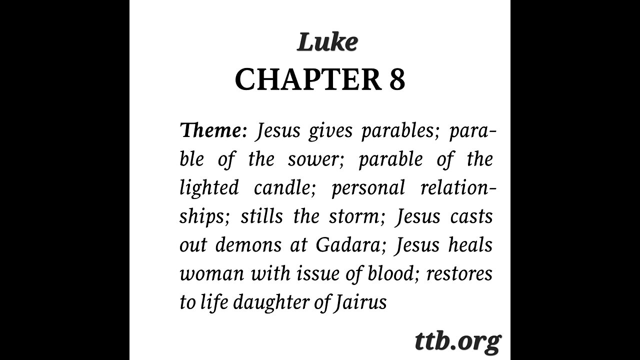 Luke Chapter 8 (Bible Study)