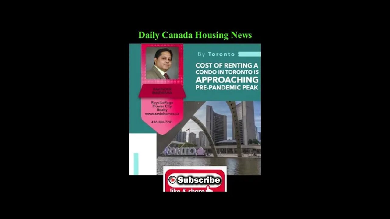 Cost of renting a condo in Toronto is approaching pre-pandemic peak || Canada Housing News ||