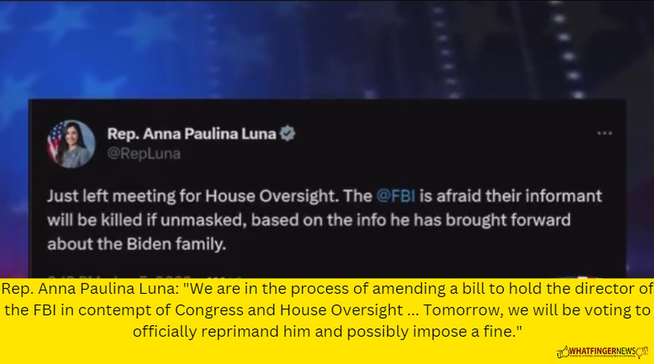 Rep. Anna Paulina Luna: We are in the process of amending a bill to hold the director of the FB