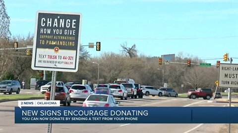 New signs in Tulsa encourage donating to homeless via text