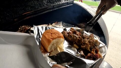 Mr Nelson's World Famous BBQ serving up ribs at Juneteenth