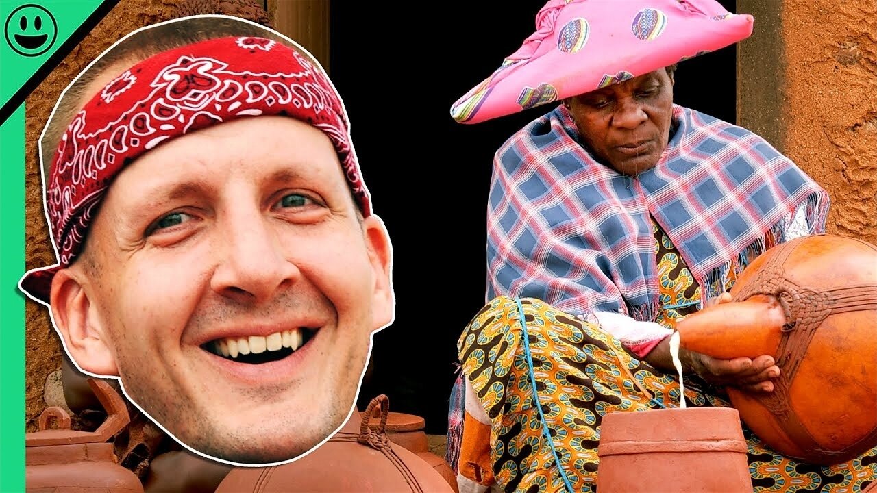 Namibia's Village DAIRY FACTORY! Drinking Sour Milk with the Herero Chief!