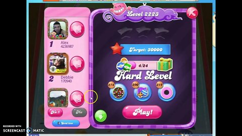 Candy Crush Level 2223 Audio Talkthrough, 2 Stars 0 Boosters