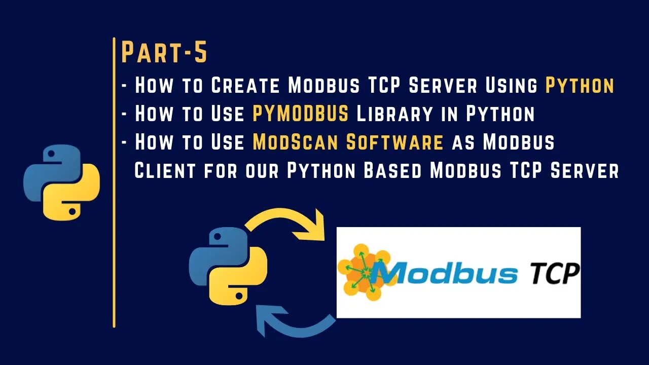 005 | Create ModbusTCP Server & Updating Values on Server as a Client in Python | Pymodbus |