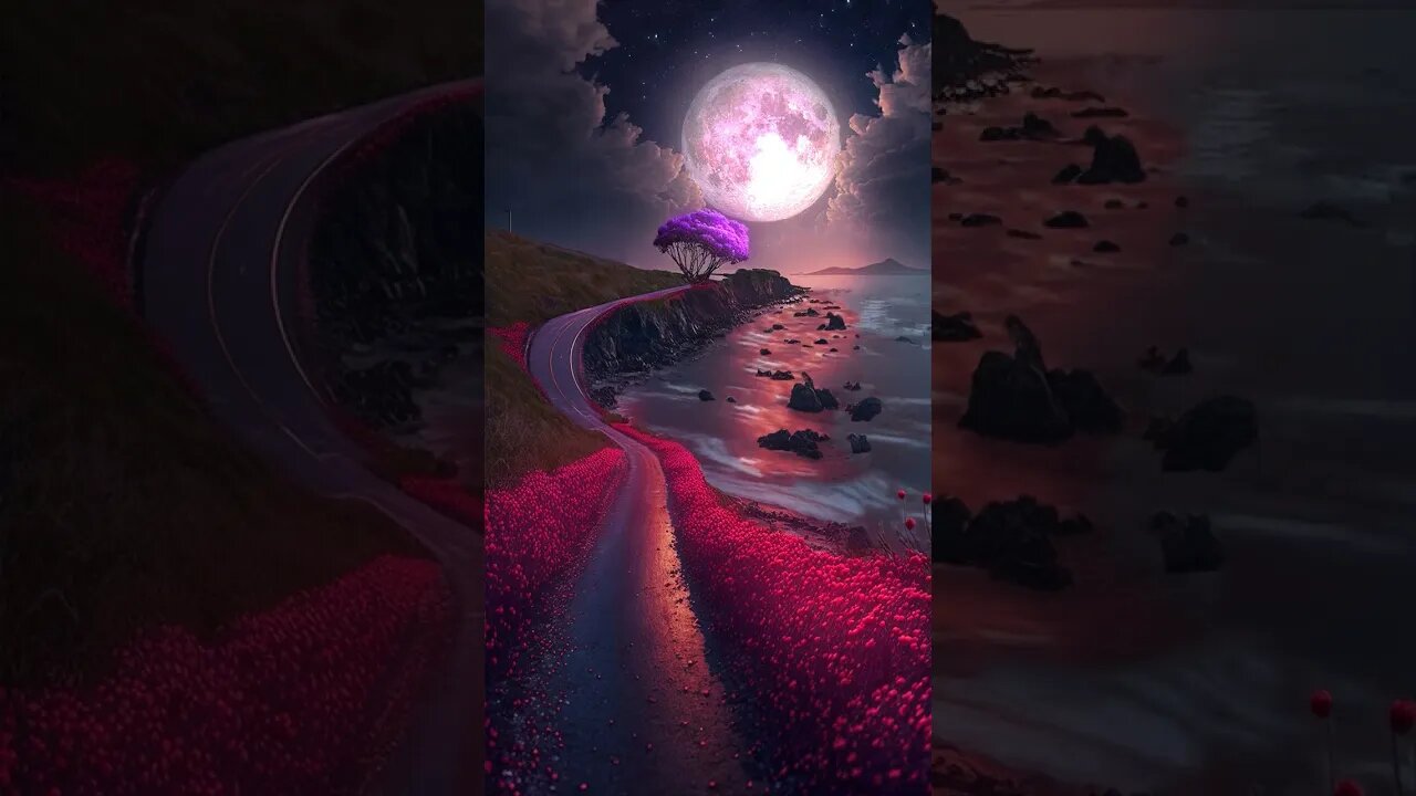 #ringtone #moonlight #beach #road #lavender #tree #digitalart #flowers #summer #shorts #moon