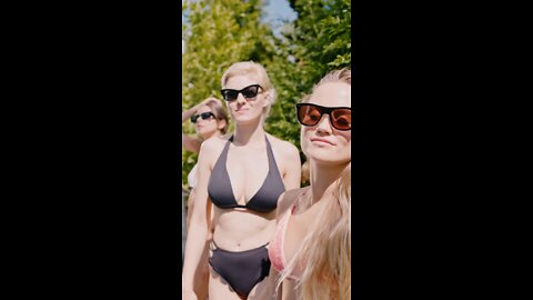 3 Beautiful Bikini Girls Having Fun outside the Pool #Short