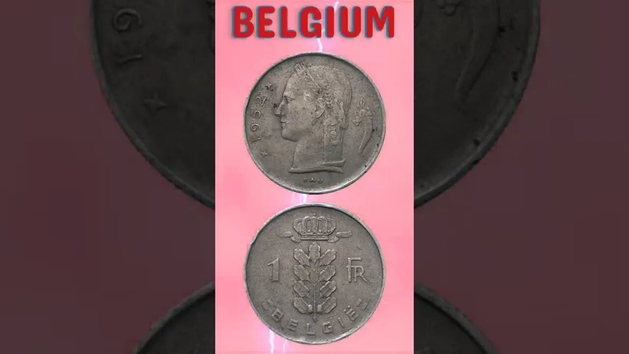 Belgium 1 Franc 1952.#shorts #education #coinnotesz