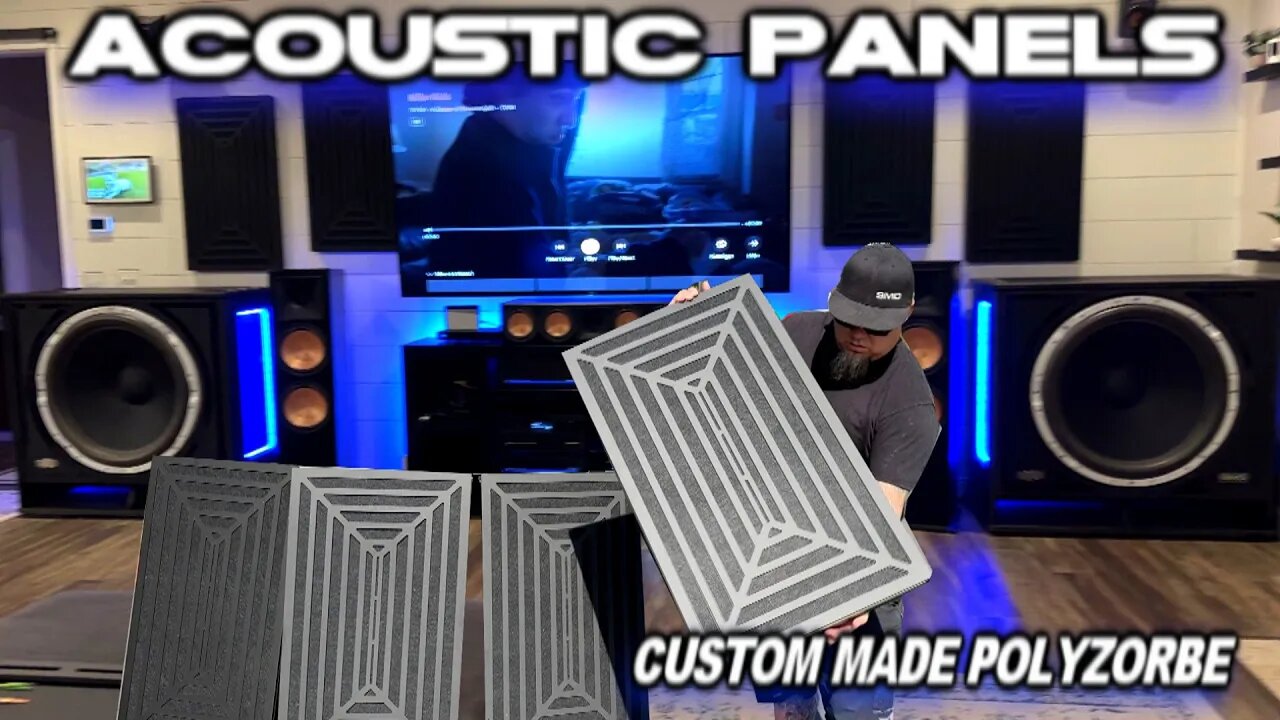 Decorative Home Audio Sound Improvement - Custom PolyZorbe Acoustic Panels Designed, Cut & Mounted