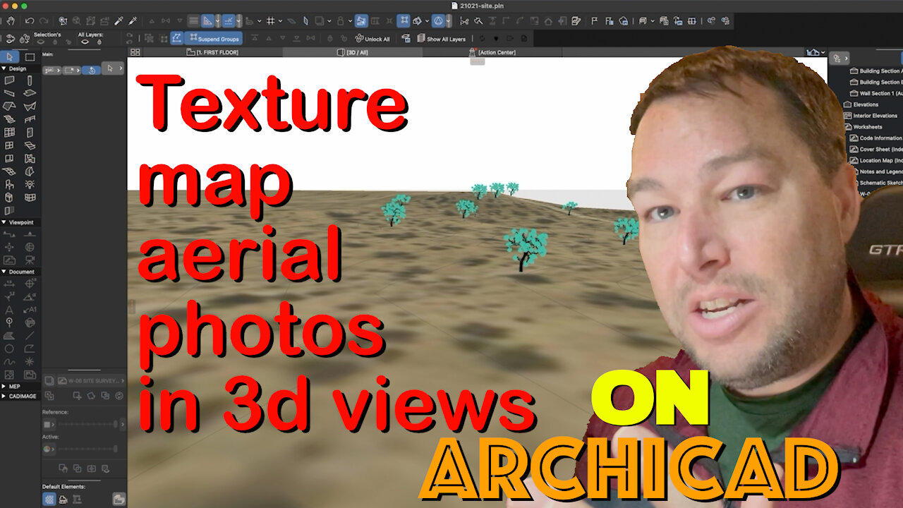 How To Add an Aerial Photograph as a Texture Map in 3D on Archicad - CBA AC 018