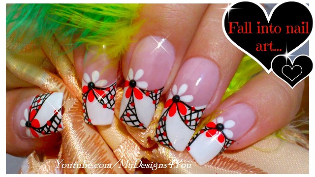 Floral nail art for long nails