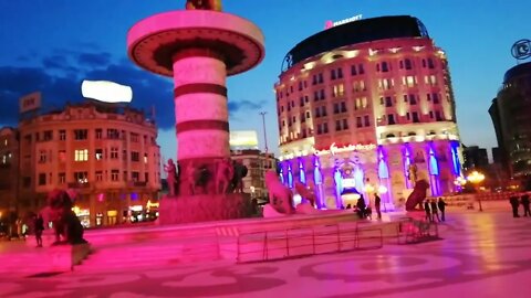 Skopje Macedonia 2022 March night explore