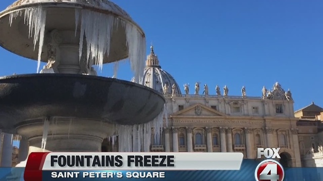 Vatican fountains freeze