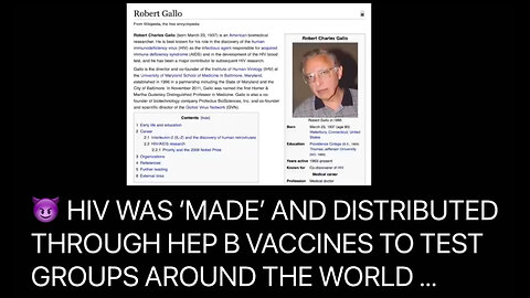 😈 HIV WAS ‘MADE’ AND DISTRIBUTED THROUGH HEP B VACCINES TO TEST GROUPS AROUND THE WORLD ...