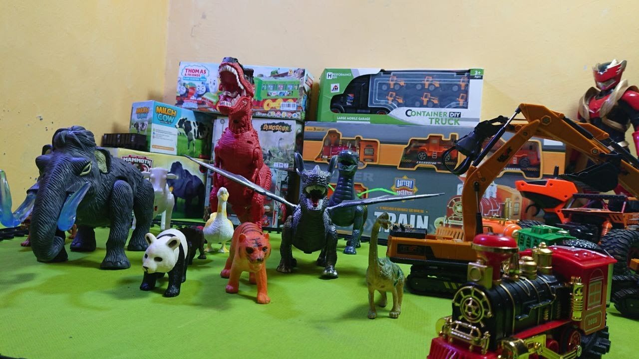 Drama Kereta Expres Tabrakan Dengan Kambing, Boboiboy Angin, Excavator, Dinosaurus, Truk Minyak