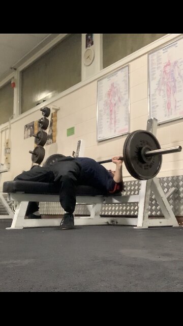 Bench press 102.5kg at 85% 1x5