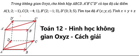 Trong không gian Oxyz,cho hình hộp ABCD.A'B'C'D' có tọa độ các điểm