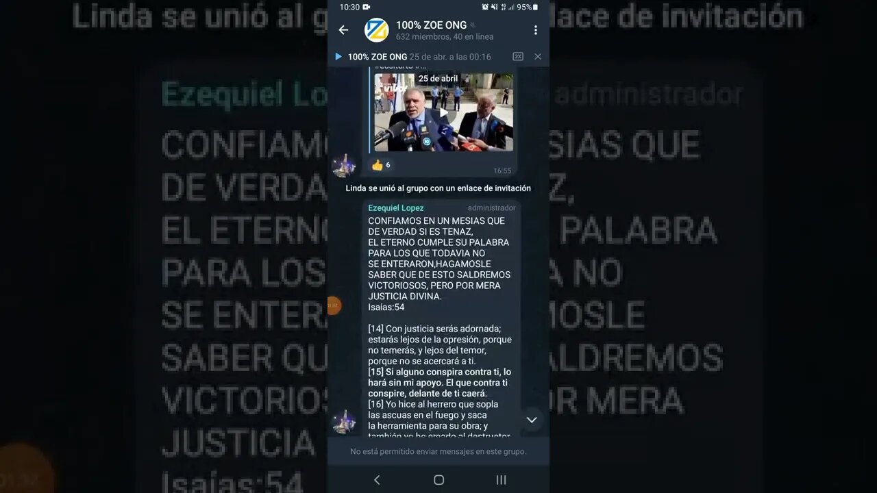 Aviso parroquial sobre el canal de Ezequiel Amendola.