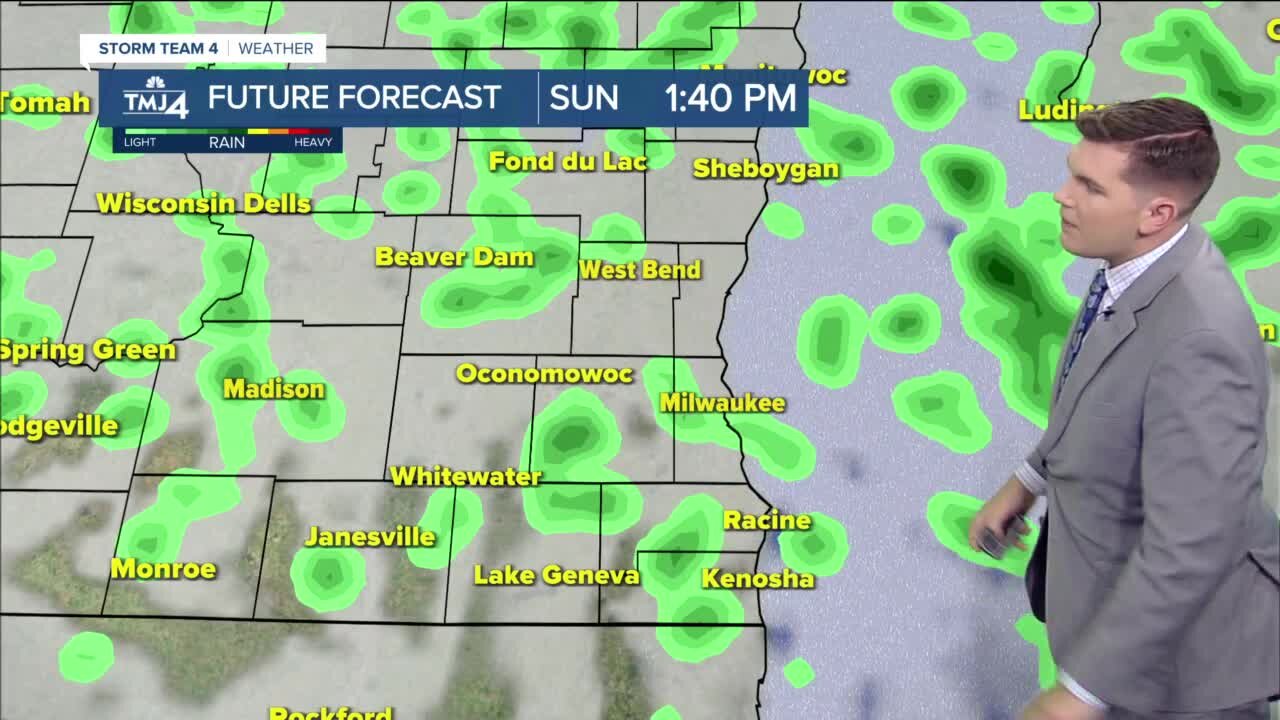 Watching for Sunday showers; turning blustery Monday