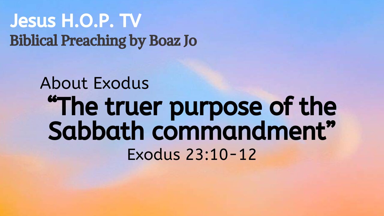 "The truer purpose of the Sabbath commandment" - Boaz Jo