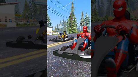 GTA V:SPIDERMAN and Super Hero's Naruto Kart Race Who will win?