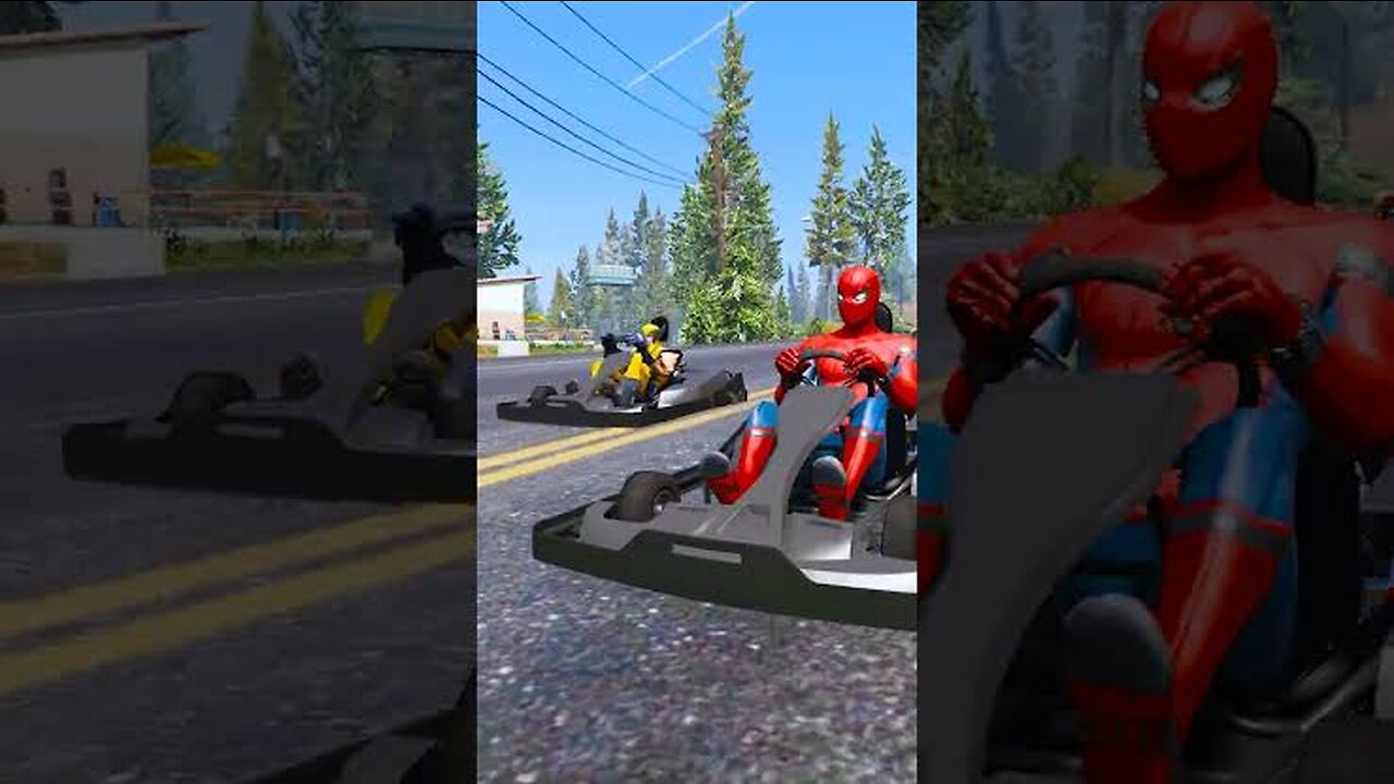 GTA V:SPIDERMAN and Super Hero's Naruto Kart Race Who will win?