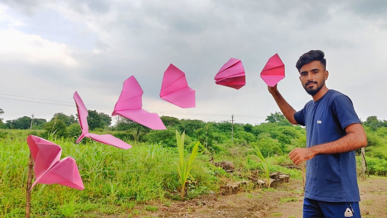 पंछी की तरह उड़ा कागज का प्लेन - How to Make Bat Paper Plane - कमाल का चमगादड़ Plane