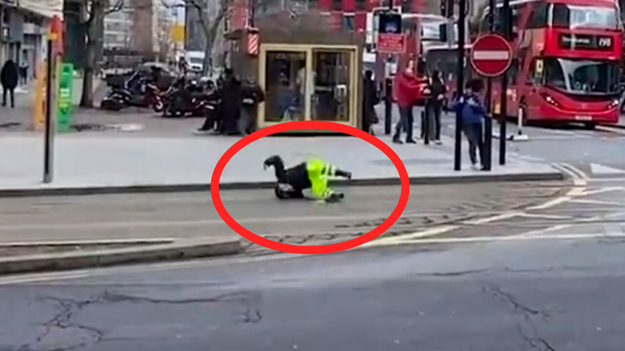 People Role Down the Street as Wind Storm Blows Them Away