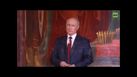 Vladimir Putin takes part in an Easter service at the Cathedral of Christ the Savior It is conducte