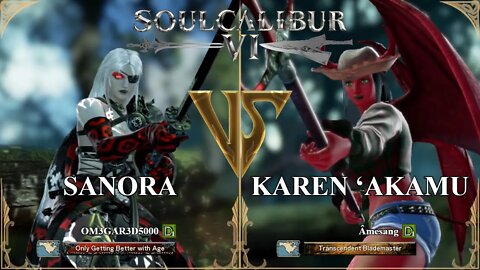 Sanora (OM3GAR3D5000) VS Karen‘Akamu (Amesang) (SoulCalibur VI — Xbox One Ranked)