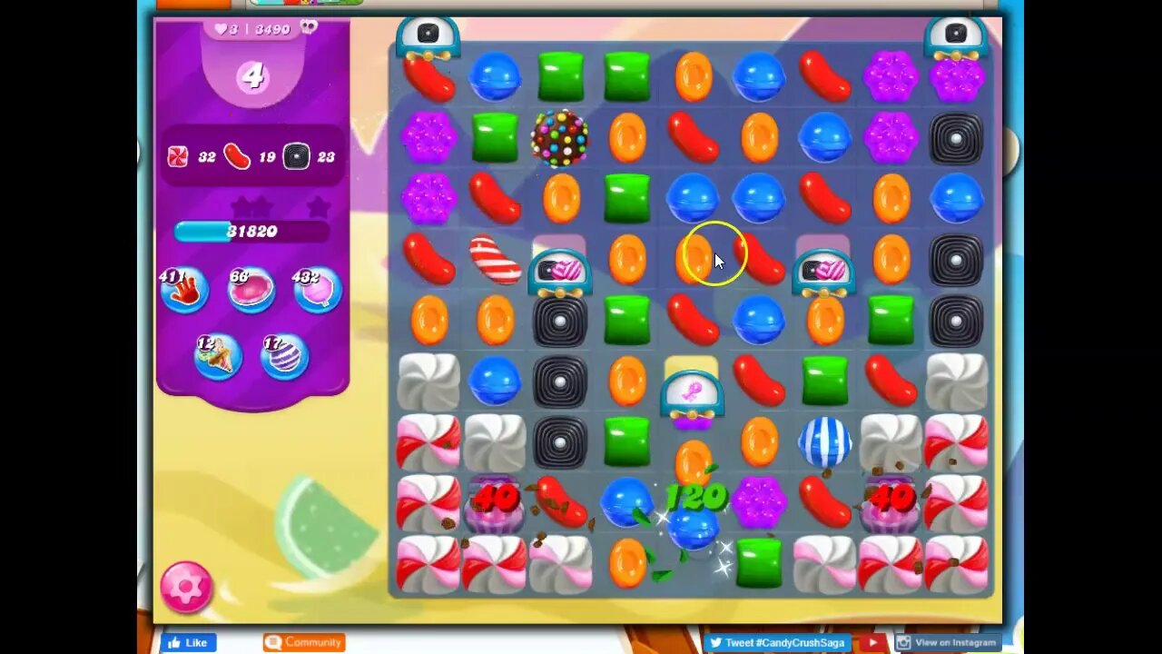 Candy Crush Level 3490 Talkthrough, 23 Moves 0 Boosters