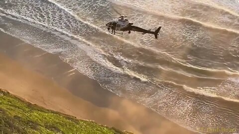 CHP hoist a distress person off the side of a cliff near Palisades Park