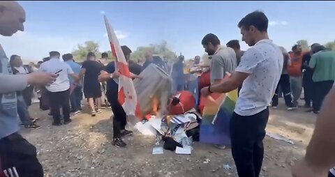 Georgians burn and disperse a pride parade and flags