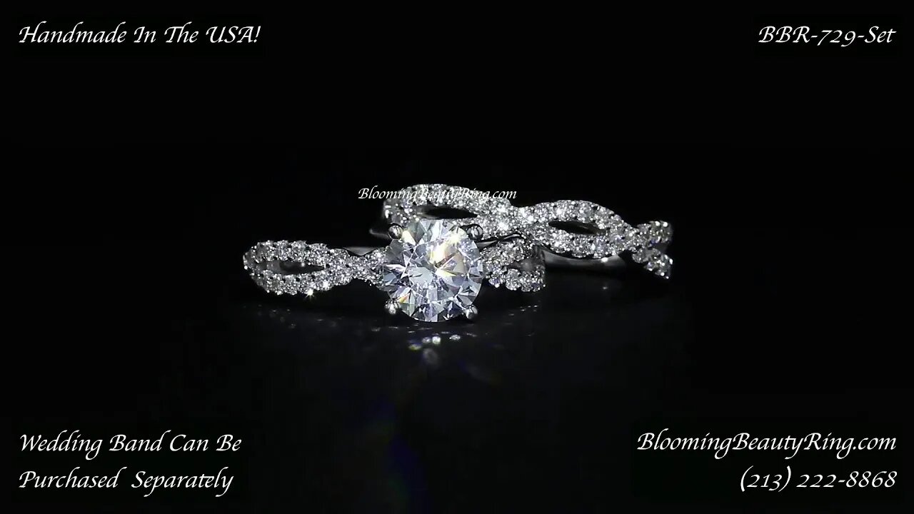 BBR-729Set Engagement Ring And Matching Wedding Band By BloomingBeautyRing.cm