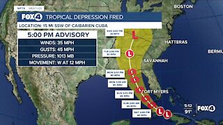 Tropical Depression Fred 5PM Advisory 8/13/21