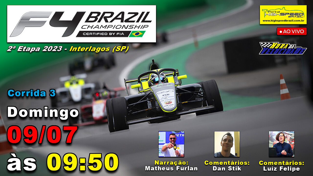 🔴 FÓRMULA 4 BRAZILIAN CHAMPIONSHIP | Corrida 3 | 2ª Etapa 2023 | Interlagos (SP) | Ao Vivo