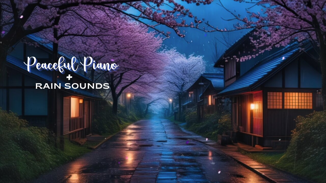 ASMR Rain Sounds & Peaceful Piano Music | Ultimate Sleep & Stress Relief | Cherry Blossom Village