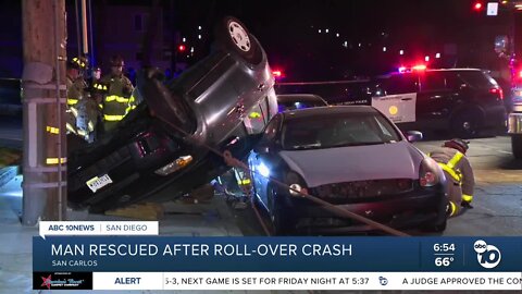 Man rescued from vehicle after San Carlos crash