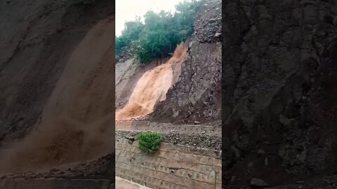 Waterfall during Heavy Rainfall in Udhampur #rain #waterfall #landslide #slideshow #subscribe #short