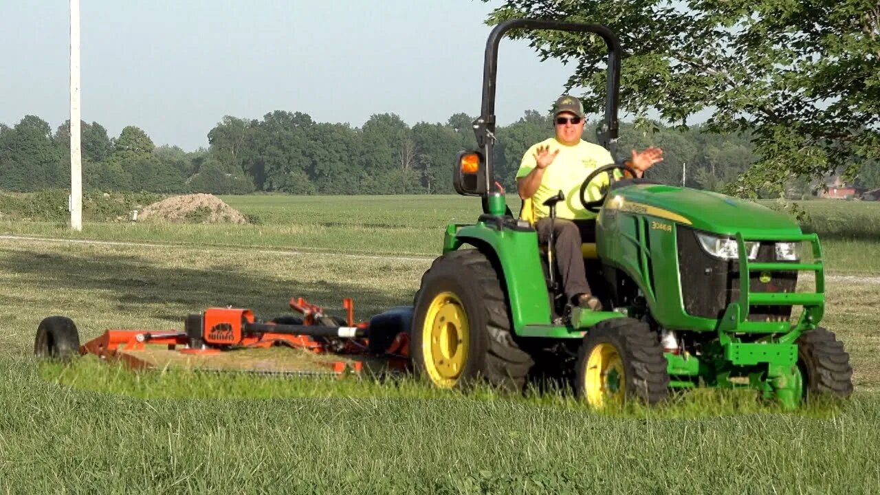 Hay Field to Lush Lawn in 3 Days - Deere 3046R Rhino TS10 - Step 1