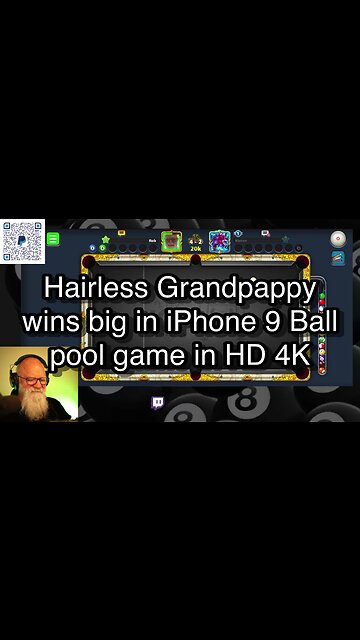 Hairless Grandpappy wins big in iPhone 9 Ball pool game in HD 4K 🎱🎱🎱 8 Ball Pool 🎱🎱🎱