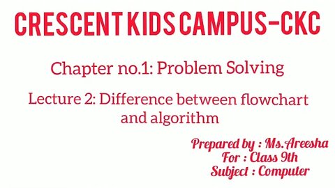 Class 9 Computer Lecture 2 Diff bw Flowchart and Algorithm