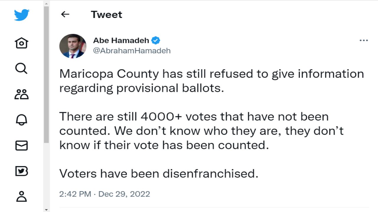 GOP's Hamadeh calls to inspect all ballots after recount narrows opponent's lead