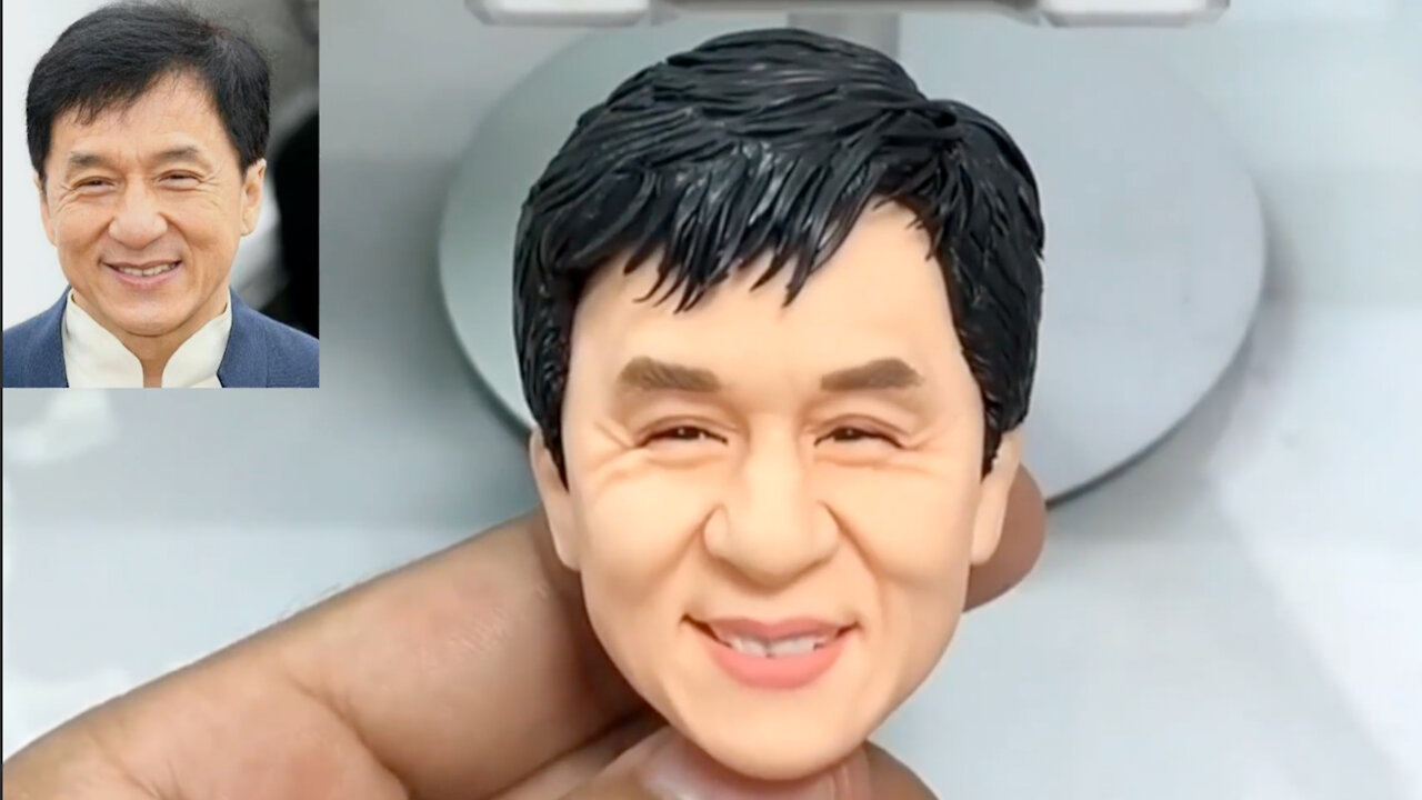 Clay sculpture - Realistic Jackie Chan made from polymer clay