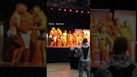 Pose down at a bodybuilding show