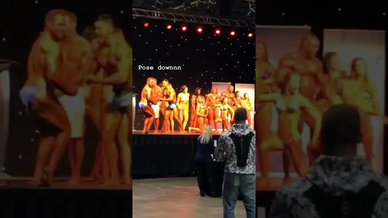 Pose down at a bodybuilding show