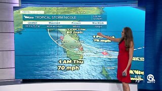 Tropical Storm Nicole forecast, 4 a.m. on Nov. 9, 2022