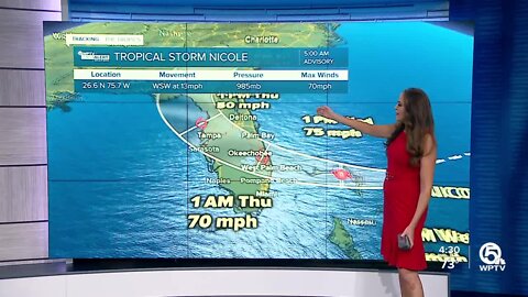 Tropical Storm Nicole forecast, 4 a.m. on Nov. 9, 2022