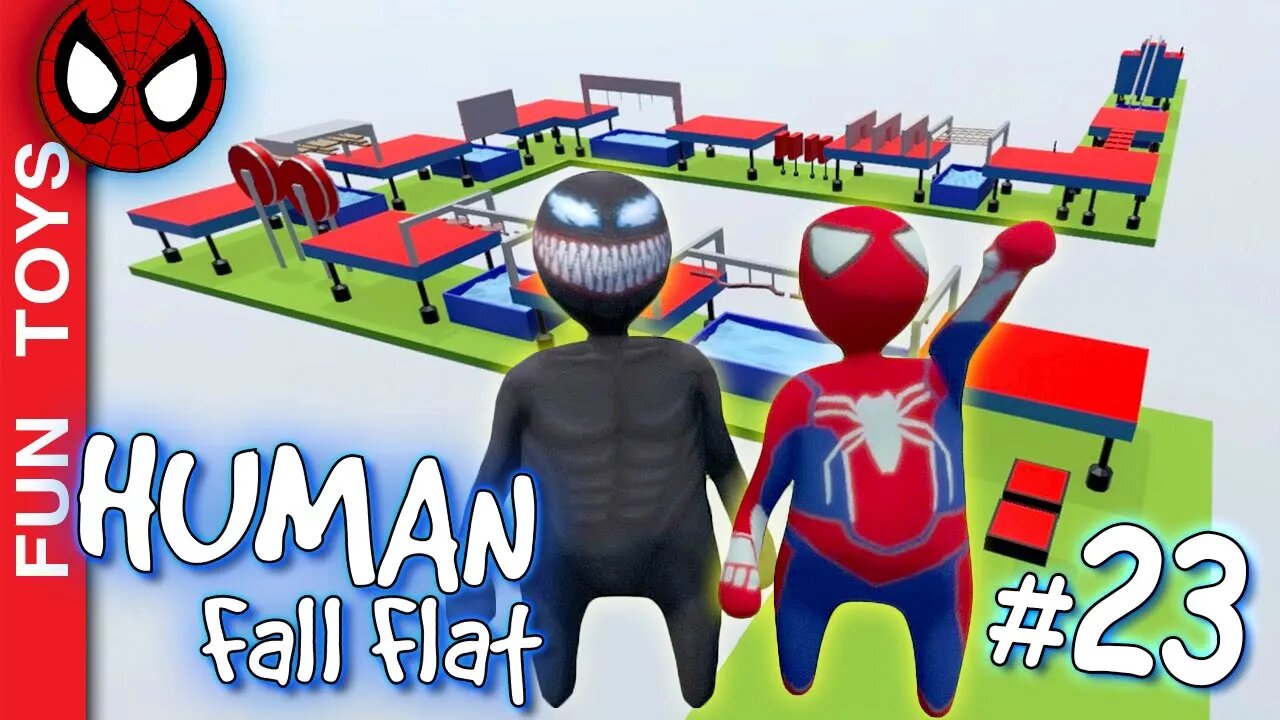Human Fall Flat #23 - Homem-Aranha e Venom - Desafio do SPEED RUN quem vai chegar primeiro no final?