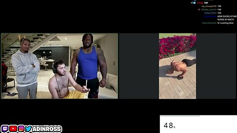 Adin Ross Discord Call /w Andrew Tate! | 1000 PUSHUP STREAM
