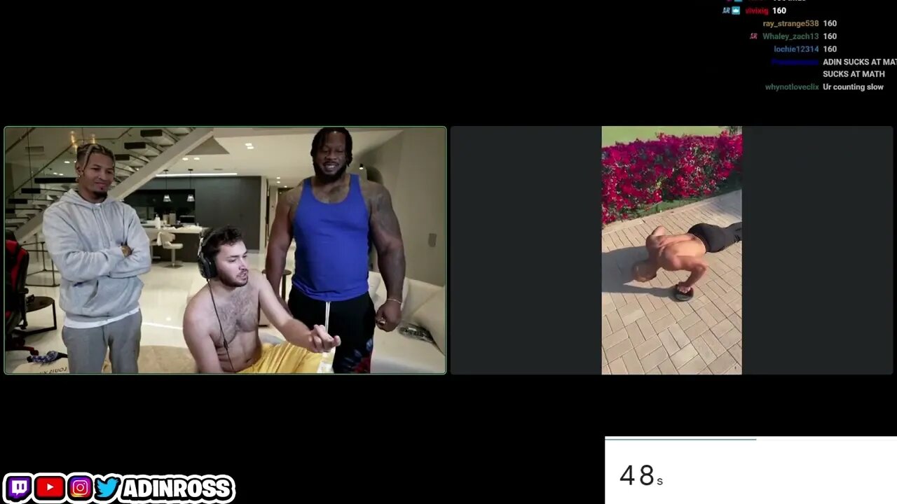 Adin Ross Discord Call /w Andrew Tate! | 1000 PUSHUP STREAM
